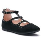 So&reg; Kailey Girls' Caged Ballet Flats, Size: 2, Black