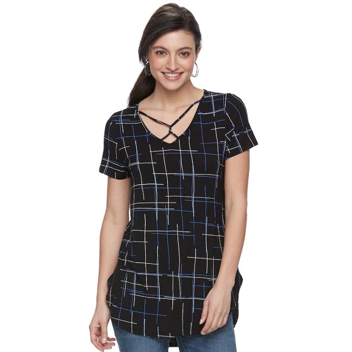 Women's Apt. 9&reg; Strappy Twist Tunic, Size: Large, Oxford