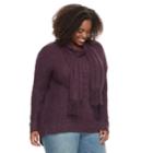 Plus Size Sonoma Goods For Life&trade; Crewneck Cable-knit Scarf & Sweater, Women's, Size: 2xl, Dark Red
