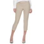 Women's Elle&trade; Pull-on Back Seam Capri Pants, Size: Small, Beig/green (beig/khaki)