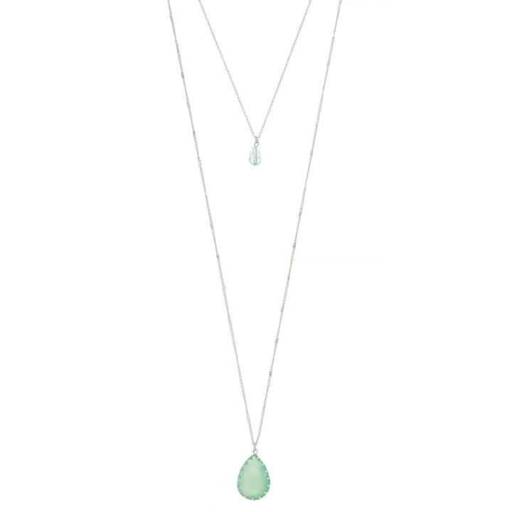 Lc Lauren Conrad Mint Green Teardrop Pendant Layered Necklace, Women's