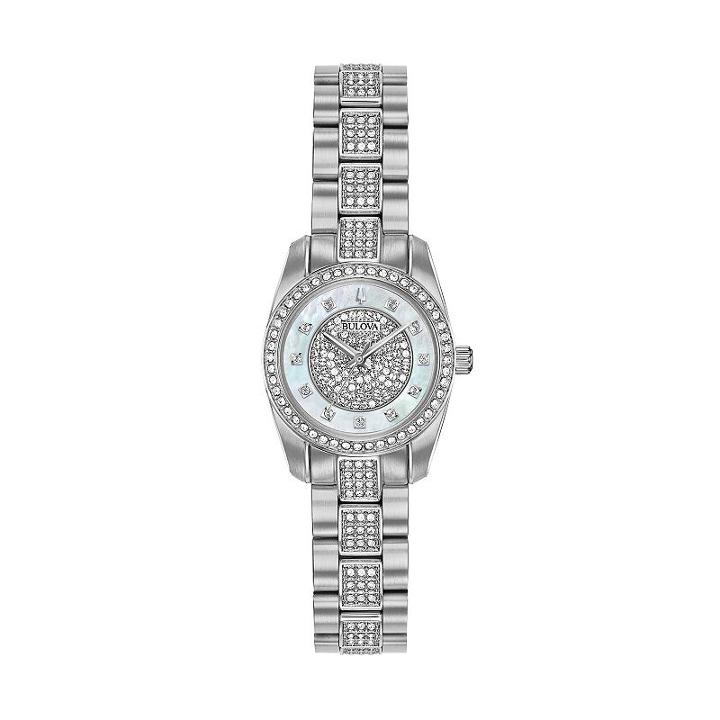 Bulova Women's Crystal Pave Stainless Steel Watch - 96l253, Size: Small, Grey