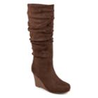 Journee Collection Haze Women's Wedge Slouch Knee High Boots, Size: Medium (6.5), Med Brown