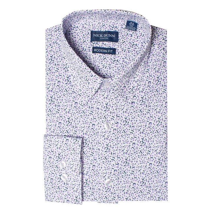 Men's Nick Dunn Stretch Modern-fit Dress Shirt, Size: Xlt 36/37, Purple