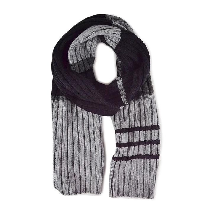 Muk Luks Colorblock & Striped Ribbed Single-layer Scarf - Men, Grey