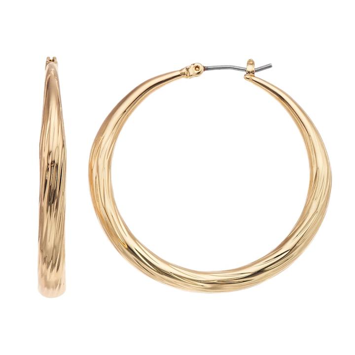 Dana Buchman Gold Tone Textured Hoop Earrings, Women's