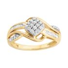 10k Gold 1/3 Carat T.w. Diamond Square Cluster Ring, Women's, Size: 9, White