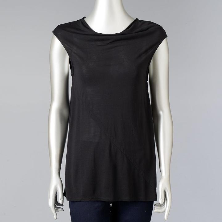 Women's Simply Vera Vera Wang Simply Separates Drapeneck Tee, Size: Xl, Black