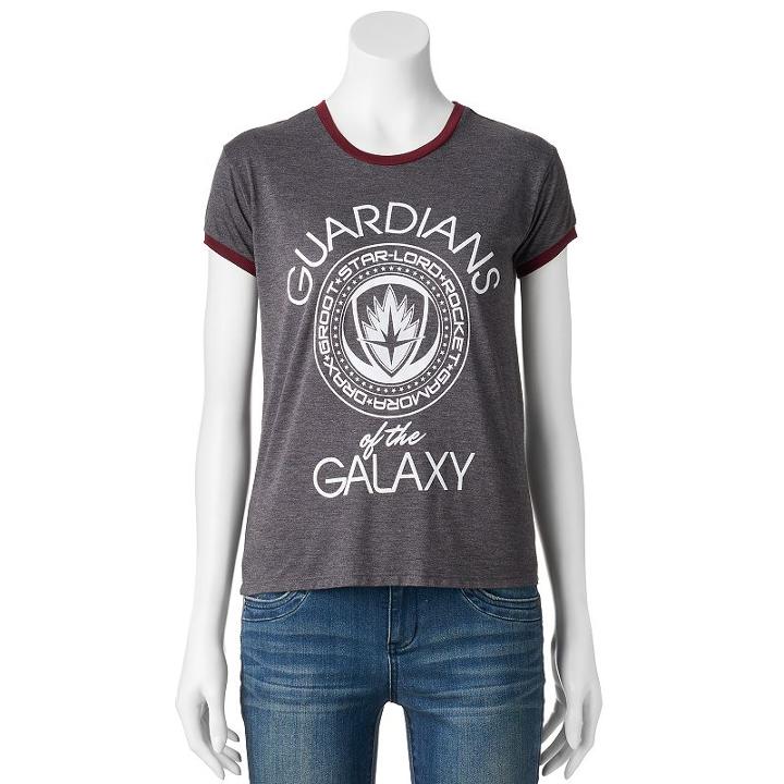 Juniors' Marvel Guardians Of The Galaxy Ringer Graphic Tee, Girl's, Size: Large, Red Overfl