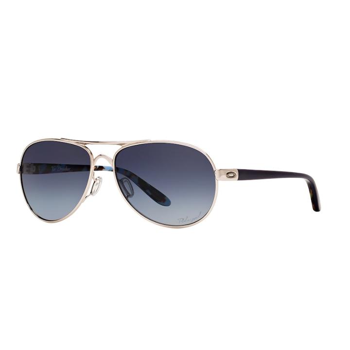 Oakley Tie Breaker Oo4108 56mm Aviator Gradient Polarized Sunglasses, Women's, Silver