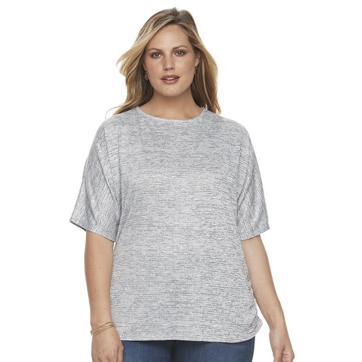 Plus Size Croft & Barrow&reg; Dolman Ruched Top, Women's, Size: 2xl, Blue Other
