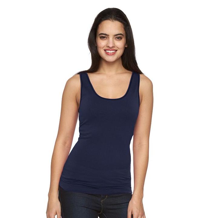 Women's Apt. 9&reg; Seamless Scoopneck Tank, Size: L/xl, Blue (navy)