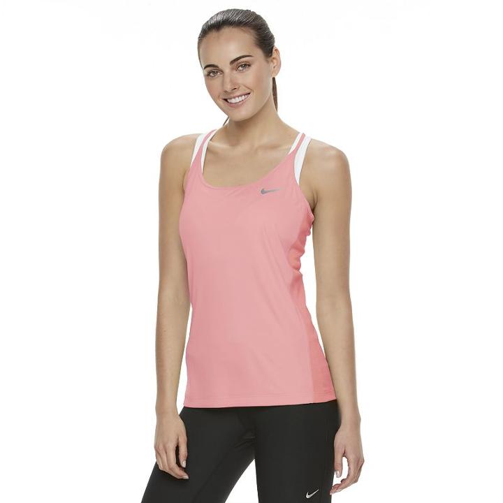 Women's Nike Dri-fit Mesh Racerback Tank Top, Size: Medium, Drk Orange