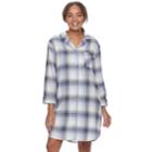 Women's Sonoma Goods For Life&trade; Pajamas: Button Down Flannel Sleep Shirt, Size: Xs, Med Blue