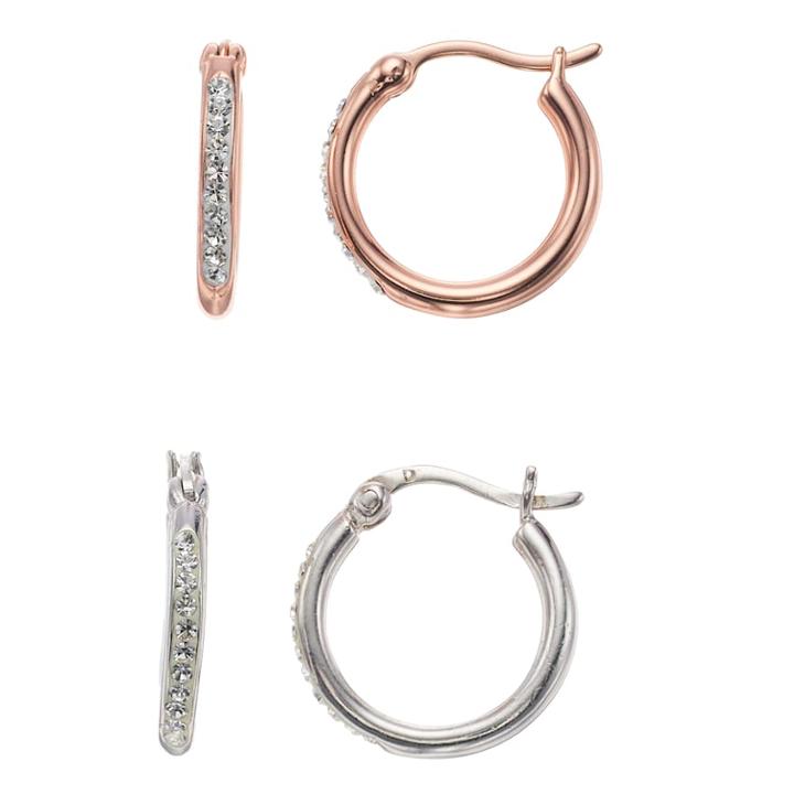 Chrystina Two Tone Crystal Hoop Earring Set, Women's, Multicolor