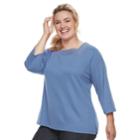 Plus Size Croft & Barrow&reg; Crochet Top, Women's, Size: 3xl, Med Blue