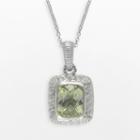 Siri Usa By Tjm Sterling Silver Lemon Quartz And Cubic Zirconia Textured Rectangle Frame Pendant, Women's, Size: 18, Yellow