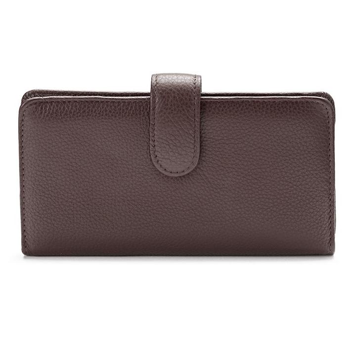Buxton Hudson Pik-me-up Leather Checkbook Clutch, Women's, Dark Brown