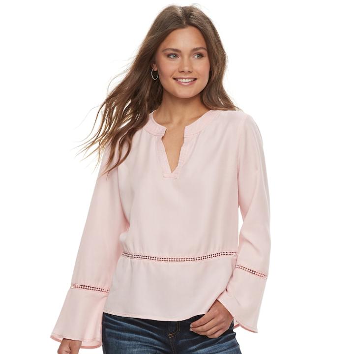 Juniors' Love, Fire Bell Sleeve Top, Teens, Size: Medium, Light Pink