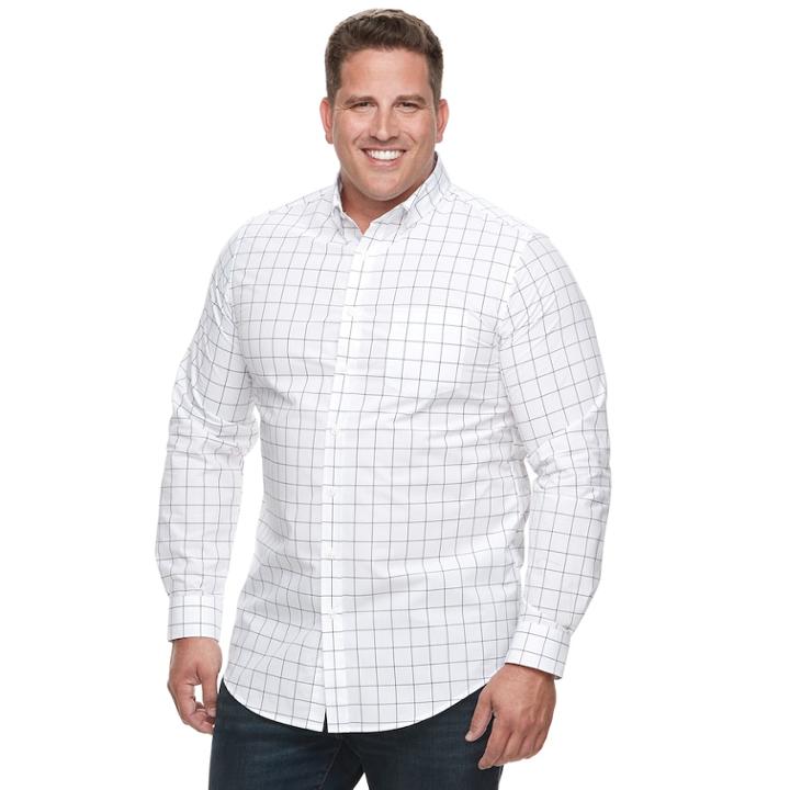 Big & Tall Croft & Barrow&reg; Regular-fit Plaid Button-down Shirt, Men's, Size: 3xl Tall, Natural