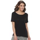 Women's Sonoma Goods For Life&trade; Ribbed Trim Tee, Size: Xxl, Black