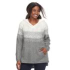 Plus Size Sonoma Goods For Life&trade; Fair Isle Hoodie, Women's, Size: 3xl, Dark Grey