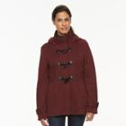 Women's Sebby Collection Hooded Toggle Fleece Jacket, Size: Medium, Dark Red