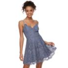 Juniors' Trixxi Lace Skater Dress, Teens, Size: Medium, Blue