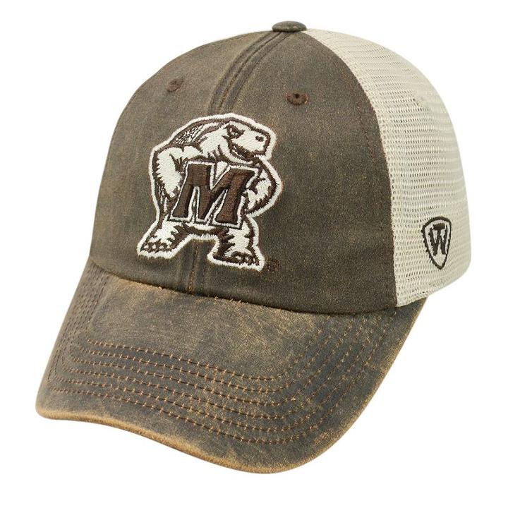 Top Of The World, Adult Maryland Terrapins Scat Adjustable Cap, Med Brown