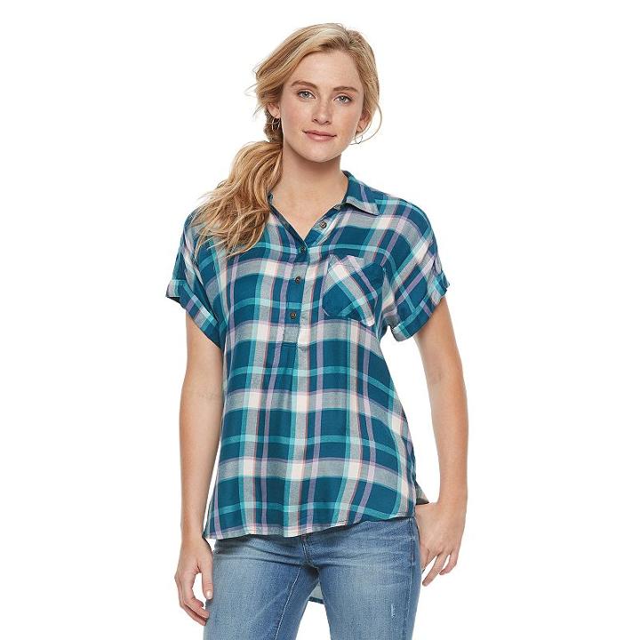 Women's Sonoma Goods For Life&trade; Plaid Dolman Top, Size: Xxl, Blue