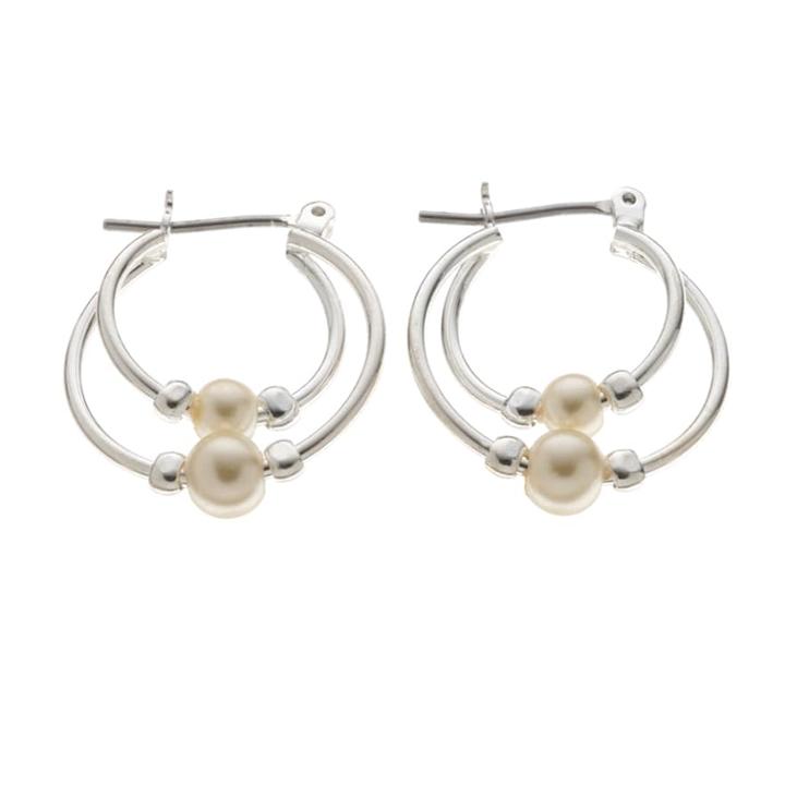 Simulated Pearl Double-hoop Earrings, Women's, Grey