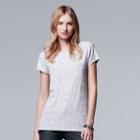 Women's Simply Vera Vera Wang Abstract Jacquard Tee, Size: Medium, Light Grey