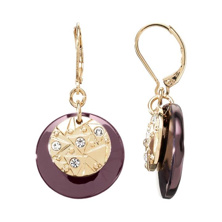 Dana Buchman Textured Disc Drop Earrings, Women's, Gold Tone