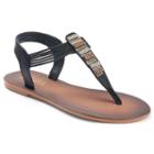 Mudd&reg; Women's Beaded T-strap Sandals, Size: Small, Black