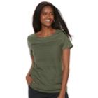 Women's Croft & Barrow&reg; Mixed-media Lace Tee, Size: Xl, Dark Green