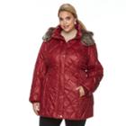 Plus Size Apt. 9&reg; Hooded Quilted Puffer Jacket, Women's, Size: 1xl, Dark Pink