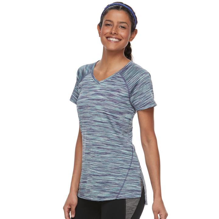 Women's Tek Gear&reg; Space Dye Base Layer Tee, Size: Xl, Turquoise/blue (turq/aqua)