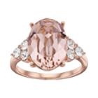 14k Rose Gold Plated Vintage Rose Crystal Oval Ring, Women's, Size: 9, Pink