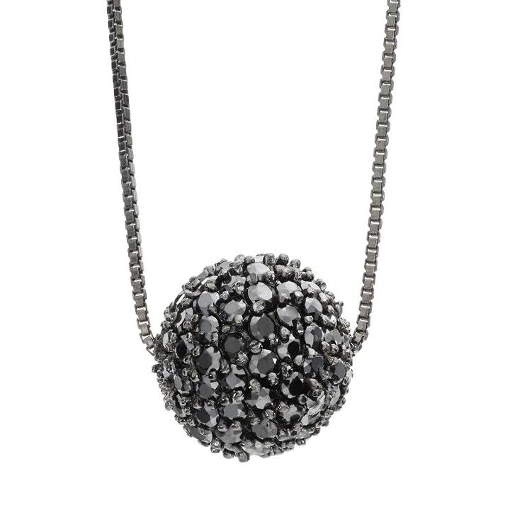 Sophie Miller Cubic Zirconia Black Rhodium-plated Sterling Silver Ball Pendant Necklace - 20 In, Women's, Size: 20