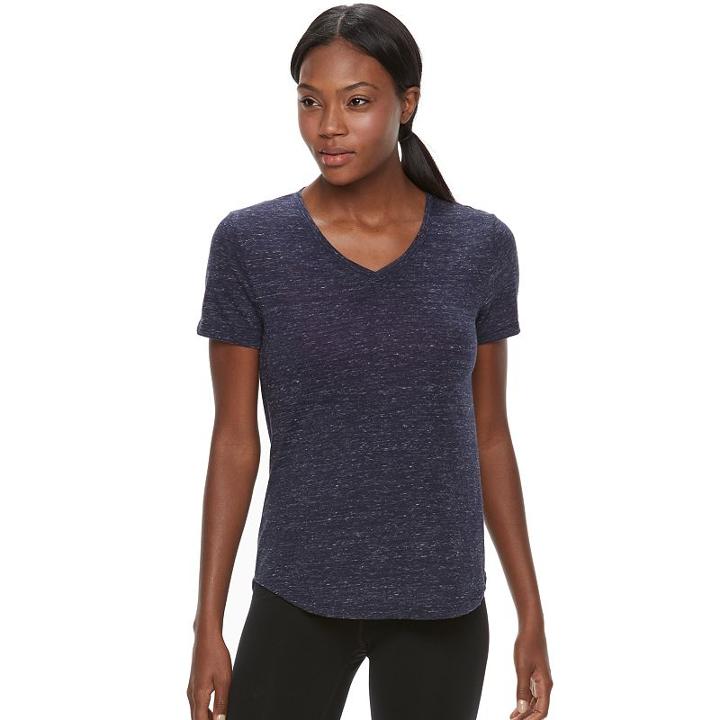 Women's Tek Gear&reg; Easy Nep V-neck Yoga Tee, Size: Large, Dark Blue