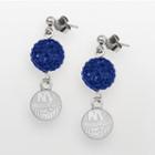Logoart New York Islanders Sterling Silver Crystal Ball Drop Earrings, Women's, Blue