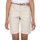 Petite Gloria Vanderbilt Rachel Belted Bermuda Shorts, Women's, Size: 8 Petite, Lt Beige