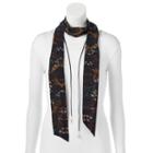 Mudd&reg; Floral Skinny Scarf & Feather Lariat Necklace Set, Women's, Black