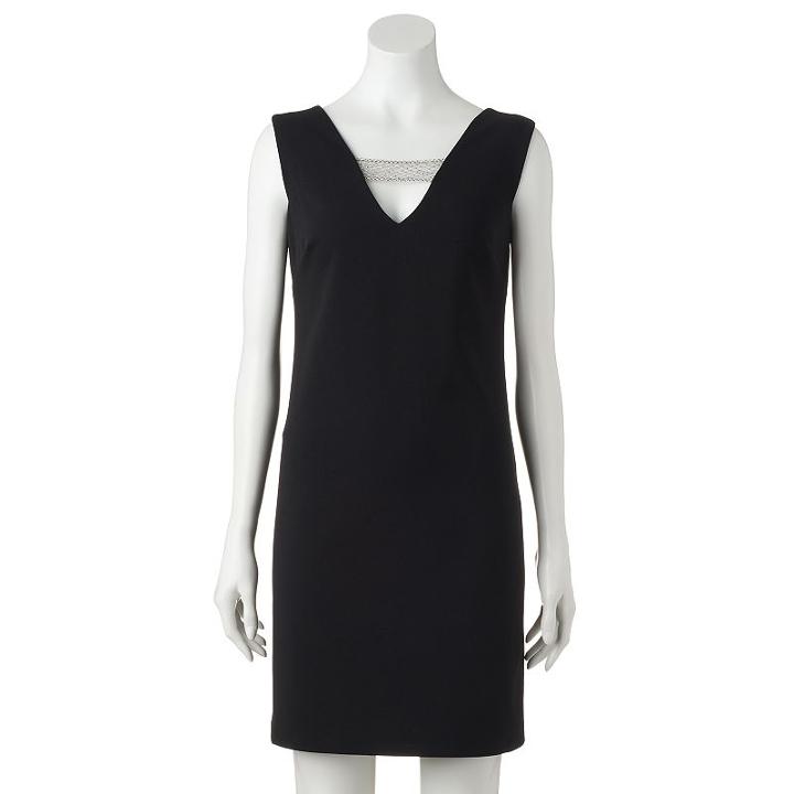 Women's Dr By Donna Ricco Embellished Shift Dress, Size: 14 Avg/reg, Black