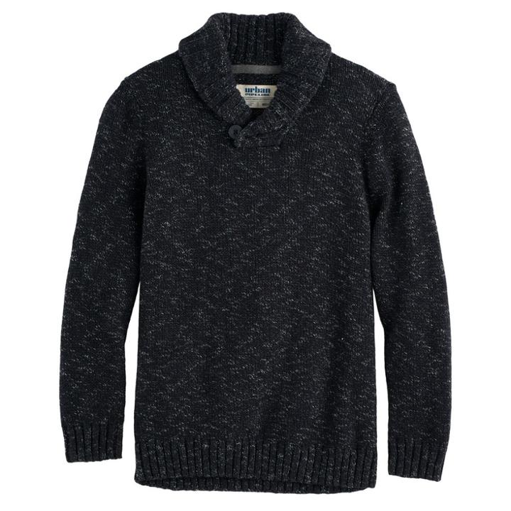 Boys 8-20 Urban Pipeline&reg; Regular-fit Solid Shawl-collar Sweater, Size: Large, Black
