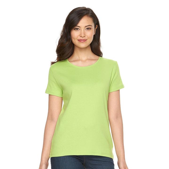 Women's Croft & Barrow&reg; Essential Crewneck Tee, Size: Medium, Med Green