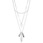 Feather, Tassel & Triangle Charm Layered Necklace, Women's, Silver