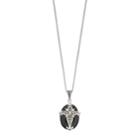 Tori Hill Sterling Silver Oval Onyx & Marcasite Cross Pendant, Women's, Size: 18, Black