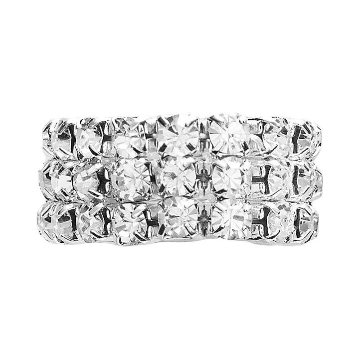 Silver Tone Simulated Crystal Stretch Ring, Women's, White