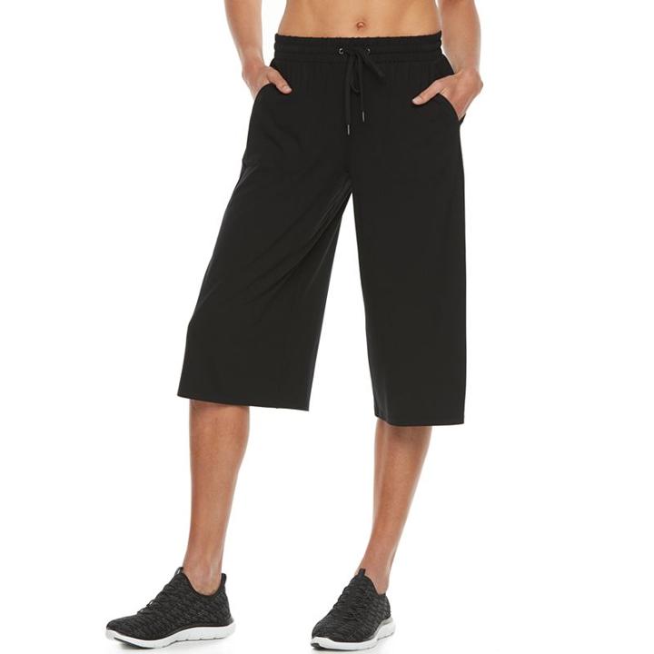 Women's Tek Gear&reg; Drawstring Capri Culottes, Size: Small, Black